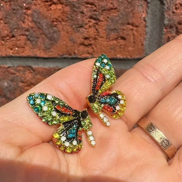 Free People Best Seller Butterfly Rainbow Crystal Earrings - Picture 5 of 7